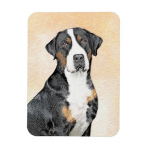 Greater Swiss Mountain Dog Painting - Original Art Magnet