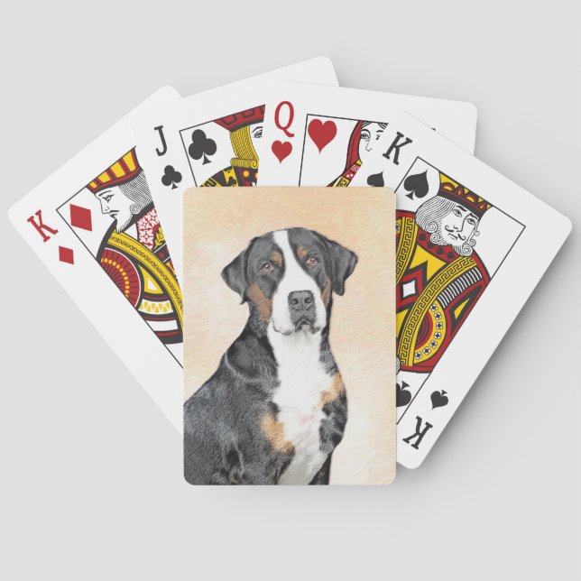 Greater Swiss Mountain Dog Painting - Original Art Playing Cards (Back)
