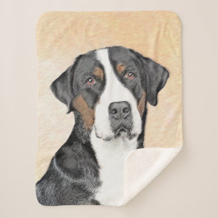 Greater Swiss Mountain Dog Painting - Original Art Sherpa Blanket