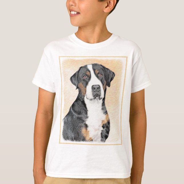 Greater Swiss Mountain Dog Painting - Original Art T-Shirt (Front)
