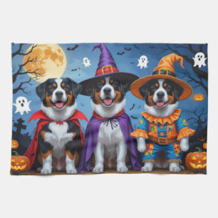 Greater Swiss Mountain Dog Pumpkin Halloween Funny Tea Towel