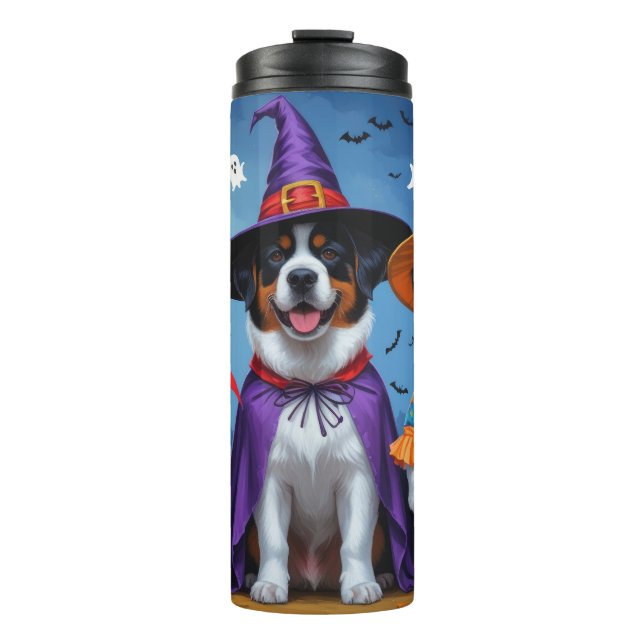 Greater Swiss Mountain Dog Pumpkin Halloween Funny Thermal Tumbler (Front)