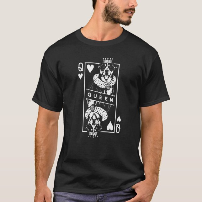Greater Swiss Mountain Dog Queen Of Hearts Card Po T-Shirt (Front)