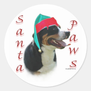Greater Swiss Mountain Dog Santa Paws Classic Round Sticker