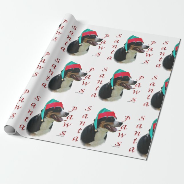 Greater Swiss Mountain Dog Santa Paws Wrapping Paper (Unrolled)