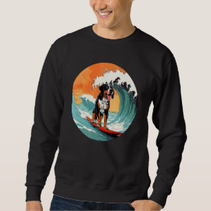 Greater Swiss Mountain Dog Surfing Funny Beach Sweatshirt