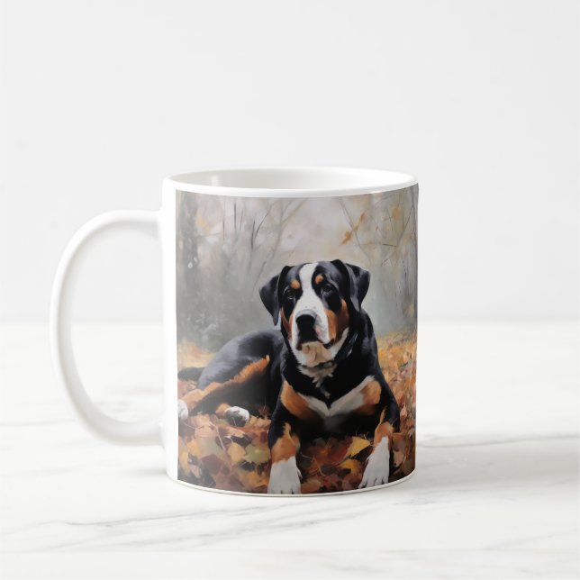 Greater Swiss Mountain  in Autumn Leaves Fall Coffee Mug (Left)