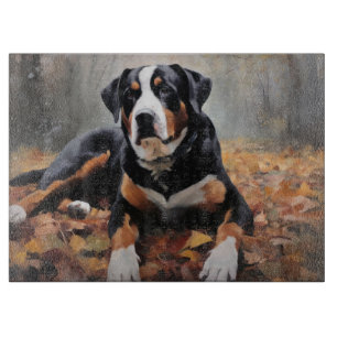 Greater Swiss Mountain in Autumn Leaves Fall Cutting Board