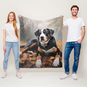 Greater Swiss Mountain  in Autumn Leaves Fall Fleece Blanket