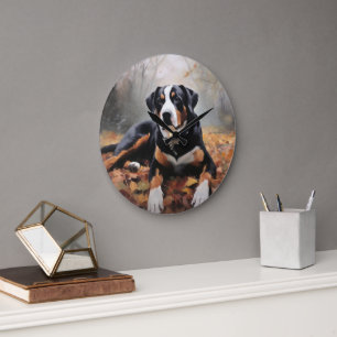 Greater Swiss Mountain  in Autumn Leaves Fall Large Clock