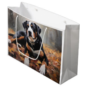 Greater Swiss Mountain in Autumn Leaves Fall Large Gift Bag