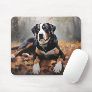 Greater Swiss Mountain in Autumn Leaves Fall Mouse Pad