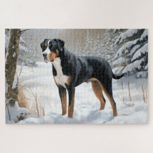 Greater Swiss Mountain Let It Snow Christmas Jigsaw Puzzle