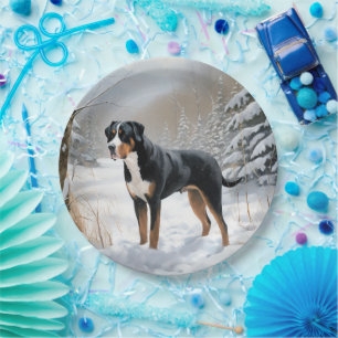 Greater Swiss Mountain Let It Snow Christmas Paper Plate