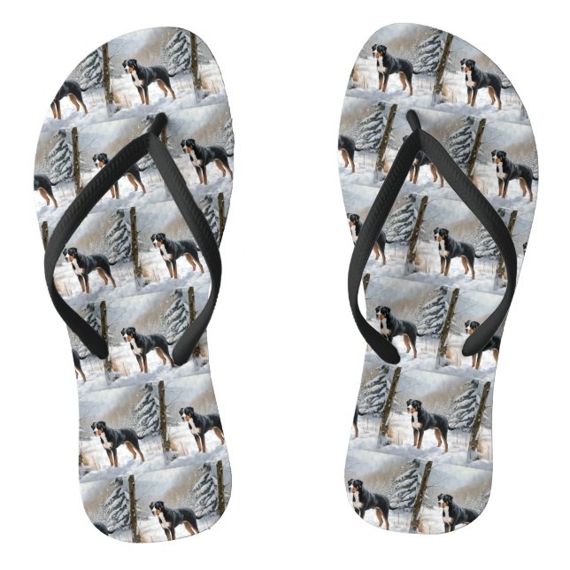 Greater Swiss Mountain Let It Snow Christmas Thongs (Footbed)