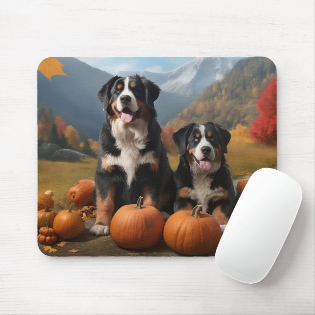 Greater Swiss Mountain Pup Autumn Delight Pumpkin Mouse Pad (With Mouse)