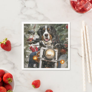 Greater Swiss Mountain Riding Motorcycle Christmas Napkin