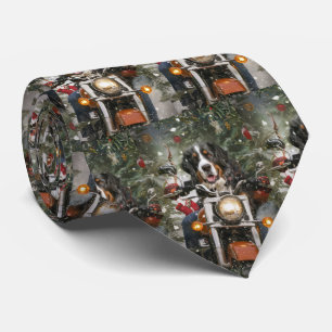 Greater Swiss Mountain Riding Motorcycle Christmas Tie