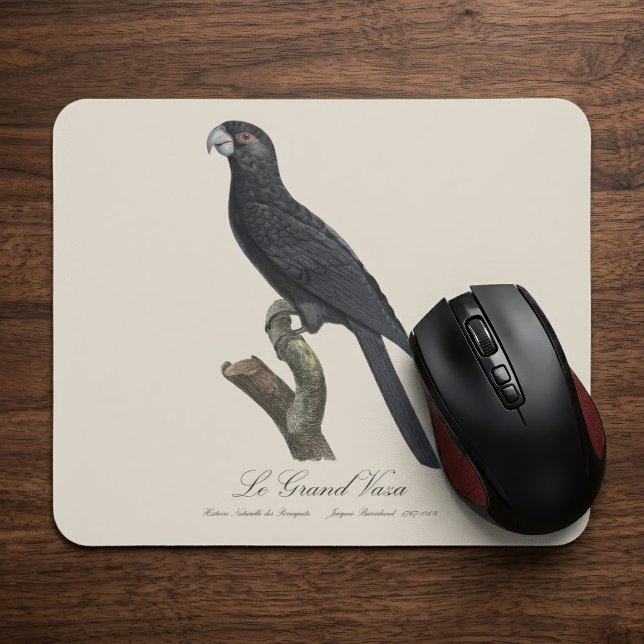 Greater Vasa Parrot, Coracopsis Vasa Illustration Mouse Pad (Greater Vasa Parrot, Coracopsis Vasa Illustration. Mouse Pad)
