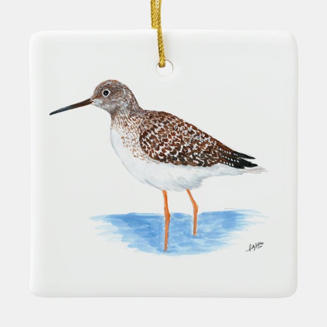 Greater Yellowlegs Ceramic Ornament (Front)