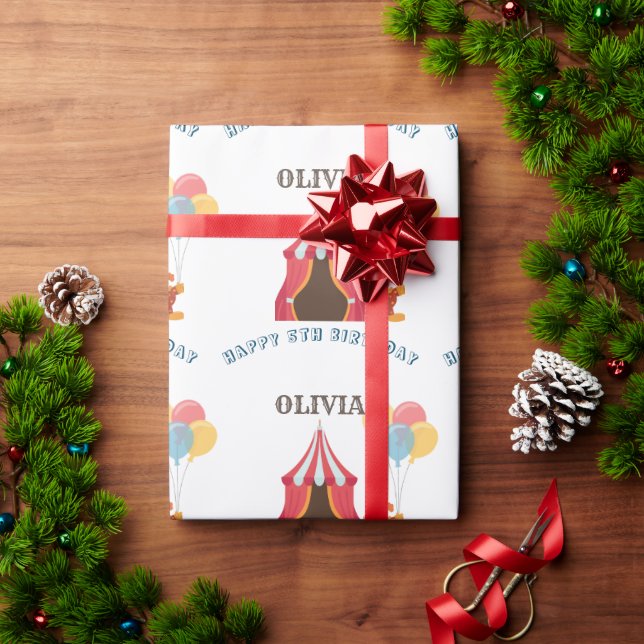 GREATEST 5TH Birthday Party Circus THEME Wrapping Paper (Holiday Gift)