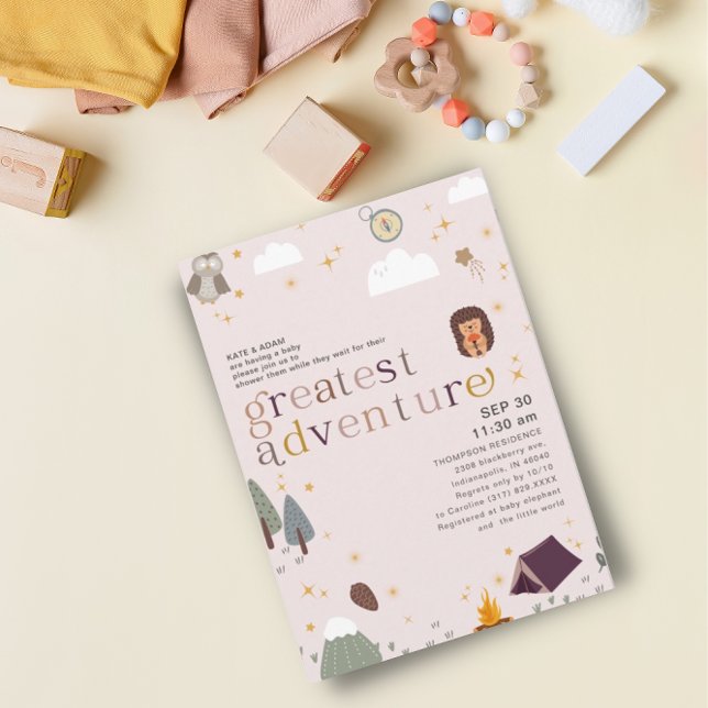 Greatest Adventure Girl Soft Pink Baby Shower Invitation (Creator Uploaded)