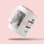 Greatest Auntie 2 Photo Two-Tone Coffee Mug<br><div class="desc">Modern aunt mug featuring 2 photos for you to replace with your own,  the saying "the world's greatest auntie",  a pink heart,  and the kids names.</div>