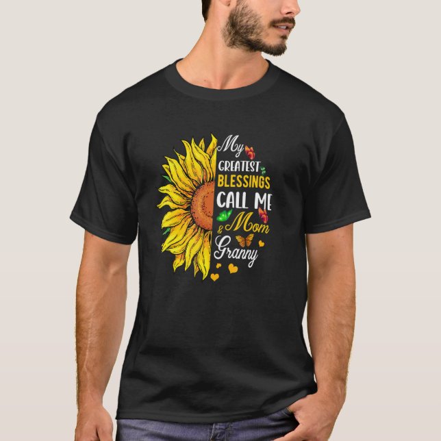 Greatest Blessings Call Me Mom And Granny Cute Sun T-Shirt (Front)