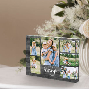 Greatest Blessings Call me Mum 6 Photo Grey Wood