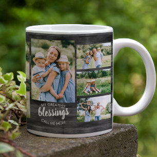 Greatest Blessings Quote 12 Photo Grey Wood Coffee Mug