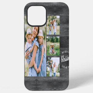 Greatest Blessings Quote 6 Photo Rustic Grey Wood iPhone 12 Pro Max Case