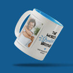 Greatest Brother 2 Photo Two-Tone Coffee Mug<br><div class="desc">Modern brother mug featuring 2 photos for you to replace with your own,  the saying "the world's greatest brother",  a blue heart,  and your name.</div>