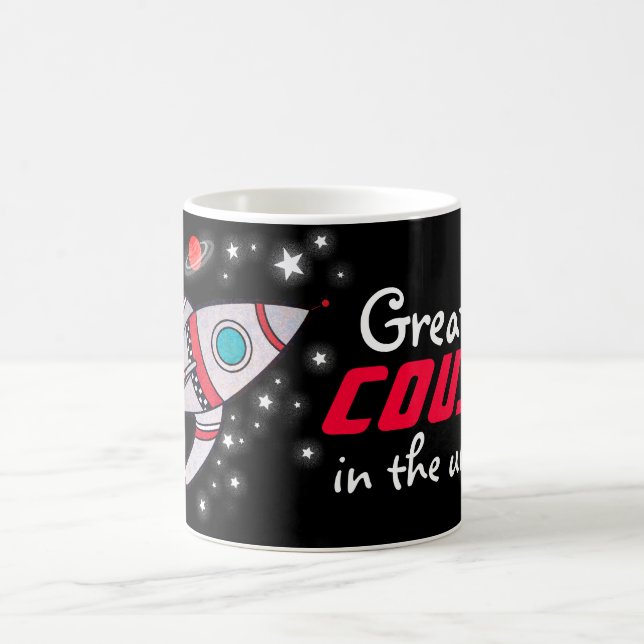 "Greatest COUSIN in the universe" black / red mug (Center)