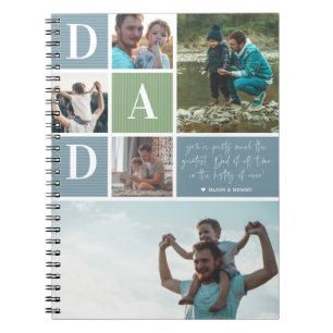 Greatest Dad   Colour Block Photo Collage Notebook
