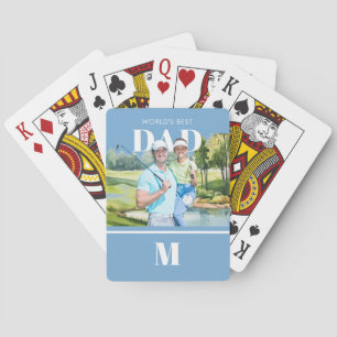 Greatest Dad Custom Photo Monogram Golf Course Playing Cards