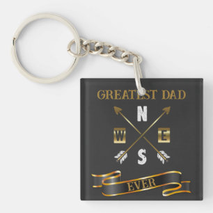 Greatest Dad Ever Black And Gold Keychain