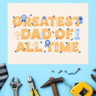 Greatest Dad of All Time Illustrated Trophy Postcard