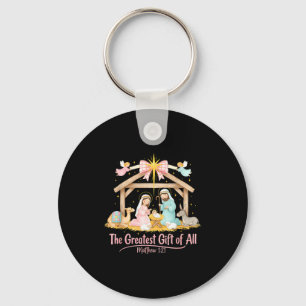Greatest Gift Of All Matthew 1_21 Coquette Christm Key Ring