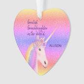 Greatest Granddaughter Unicorn Personalised Ornament (Front)
