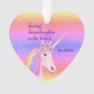 Greatest Granddaughter Unicorn Personalised Ornament