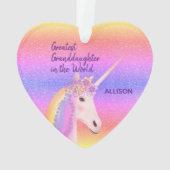 Greatest Granddaughter Unicorn Personalised Ornament (Back)