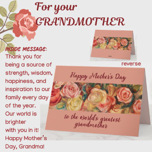 'Greatest Grandmother' Mother's Day Floral Roses Card