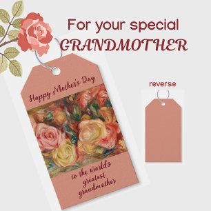 Greatest Grandmother Mother's Day Floral Roses Gift Tags