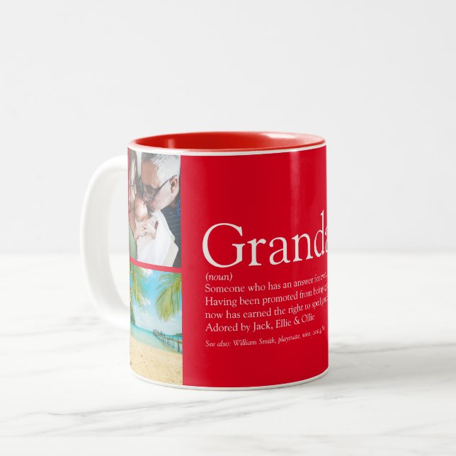 Greatest Grandpa Grandad Papa Definition Photo Red Two-Tone Coffee Mug (Front Left)