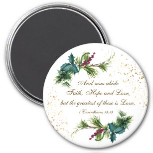 Greatest is Love Bible Winter Evergreen Christmas Magnet