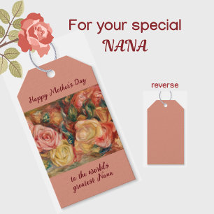 "Greatest Nana" Grandmother Mother's Day Floral Gift Tags