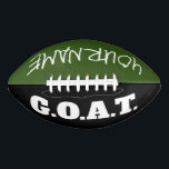 Greatest Of All Time GOAT football player gift<br><div class="desc">Greatest Of All Time GOAT football player gift. Available in normal full size or mini. Add your own personalised name or quote. Customisable colours for your favourite team. Personalised game ball for son, grandson, nephew, cousin, little brother, friend, family, grandchildren, teen, teenager, dad, trainer, players, fans, coworker, boss, children etc....</div>