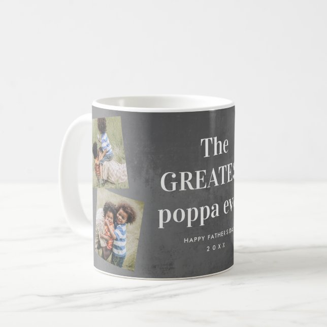 Greatest poppa photo collage Grandparents Day Coffee Mug (Front Left)