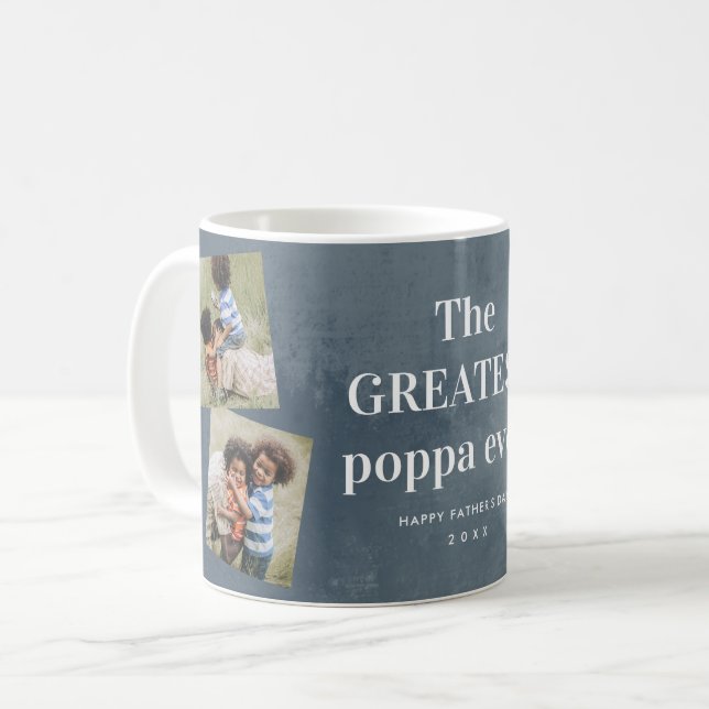 Greatest poppa photo collage Grandparents Day Coffee Mug (Front Left)