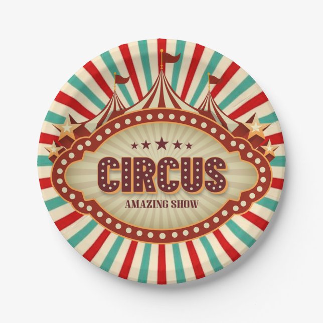 Greatest Show On Earth Circus Kids Birthday Party Paper Plate (Front)